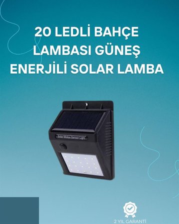 Solar Enerjili 20 LED Duvar Lambası | Hareket Sensörlü, Su Geçirmez, Kablo Gerektirmez