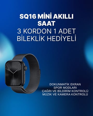 Mini Series 10 Akıllı Saat | 3 Kordon + Bileklik Hediyeli, Tüm Telefonlarla Uyumlu