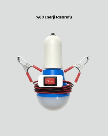 Timsah Kıskaçlı 12V LED Ampul Kamp ve Acil Durum Lambası