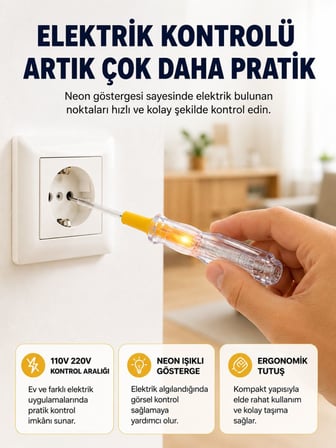 110-220V Elektrik Test Kalemi Korozyona Dayanıklı Nikel Kaplamalı