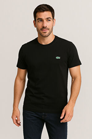 TREND KAPINDA LACOSTE BİSİKLET YAKA T-SHİRT SİYAH