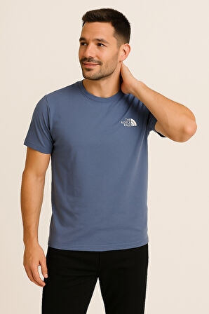 TREND KAPINDA THE NORTH FACE PAMUK PENYE BİSİKLET YAKA T-SHİRT İNDİGO