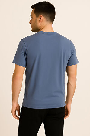 TREND KAPINDA THE NORTH FACE PAMUK PENYE BİSİKLET YAKA T-SHİRT İNDİGO