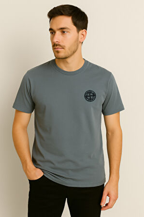 TREND KAPINDA STONE ISLAND PAMUK PENYE BİSİKLET YAKA T-SHİRT KOYU YEŞİL