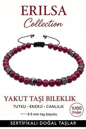 Sertifikalı Fasetli AAA+ Terahertz ve Yakut Taşı Bileklik – İnce Model Tutku ve Enerji