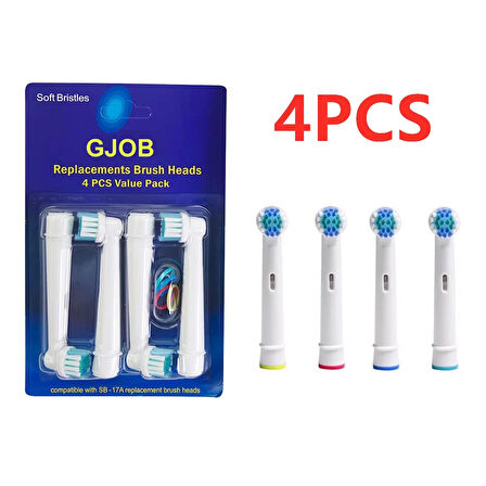 GJOB Yedek Diş Fırçası Başlığı Şarjlı Diş Fırçası Başlığı Oral-B Uyumlu 4LÜ