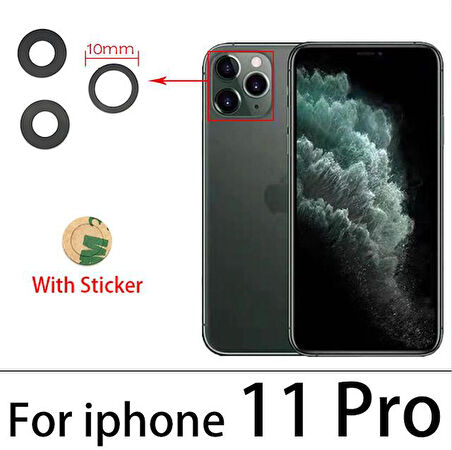 iPhone 11 PRO Arka Kamera Camı Lens Yapışkanlı