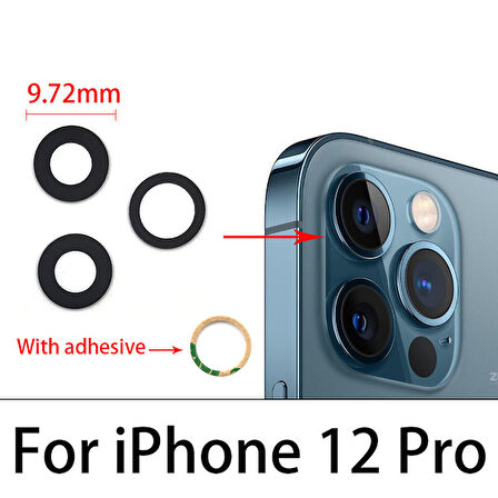 iPhone 12 PRO Arka Kamera Camı Lens Yapışkanlı