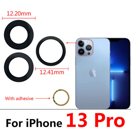 iPhone 13 PRO 3LÜ Arka Kamera Camı Lens Yapışkanlı
