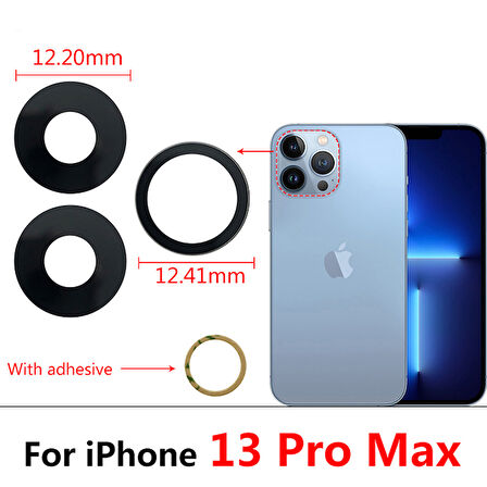 iPhone 13 PRO MAX 3LÜ Arka Kamera Camı Lens Yapışkanlı