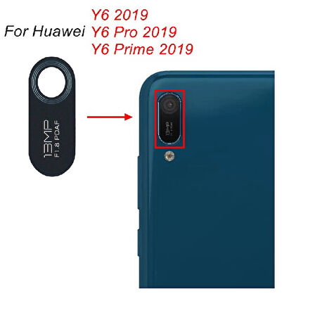 Tkgz Huawei Uyumlu Y6 2019 Arka Kamera Camı Lens Yapışkanlı