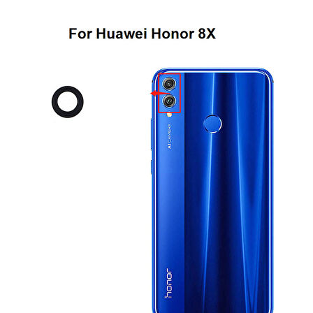 Tkgz Honor 8X Arka Kamera Camı Lens Yapışkanlı