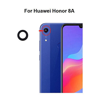 Tkgz Honor 8A Arka Kamera Camı Lens Yapışkanlı