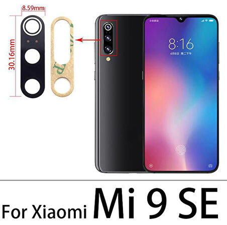 Xiaomi Mİ 9 SE Arka Kamera Camı Lens Yapışkanlı