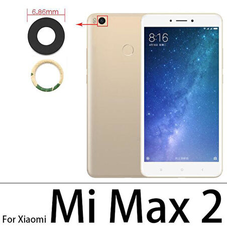 Xiaomi Mİ MAX 2 Arka Kamera Camı Lens Yapışkanlı