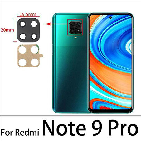 Xiaomi Redmi NOTE 9 PRO Arka Kamera Camı Lens Yapışkanlı