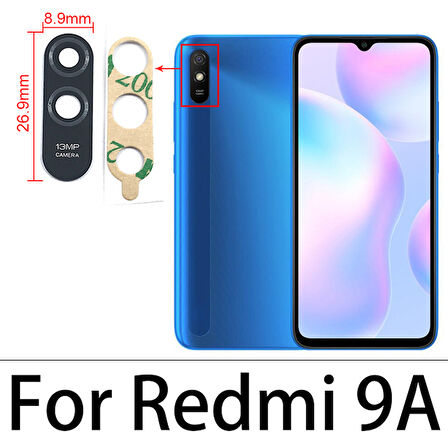 Xiaomi Redmi 9A-9C Arka Kamera Camı Lens Yapışkanlı