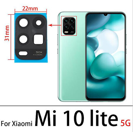 Xiaomi Mİ 10 LİTE Arka Kamera Camı Lens Yapışkanlı