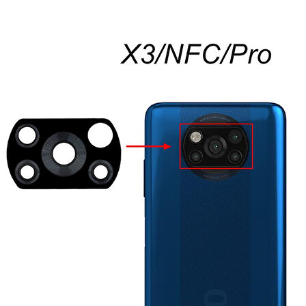 Xiaomi POCOPHONE X3 PRO Arka Kamera Camı Lens Yapışkanlı