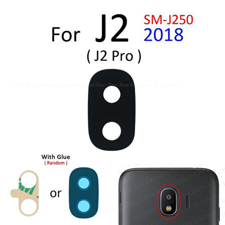 Samsung Galaxy J250 Arka Kamera Camı Lens Yapışkanlı
