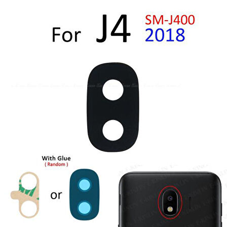 Samsung Galaxy J4 J400 Arka Kamera Camı Lens Yapışkanlı