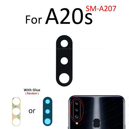 Samsung Galaxy A20S Arka Kamera Camı Lens Yapışkanlı