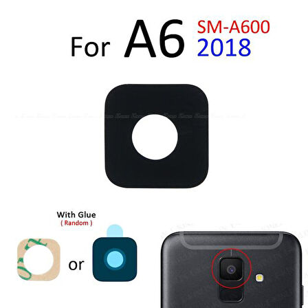 Samsung Galaxy A6 A600 Arka Kamera Camı Lens Yapışkanlı