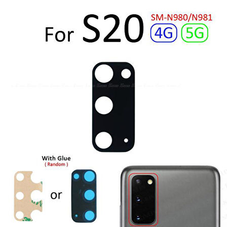 Samsung Galaxy S20 Arka Kamera Camı Lens Yapışkanlı