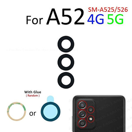 Samsung Galaxy A52 Arka Kamera Camı Lens Yapışkanlı