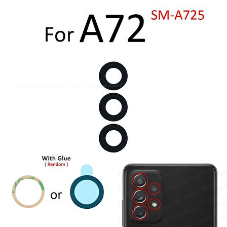 Samsung Galaxy A72 Arka Kamera Camı Lens Yapışkanlı