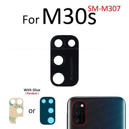 Samsung Galaxy M30S Arka Kamera Camı Lens Yapışkanlı