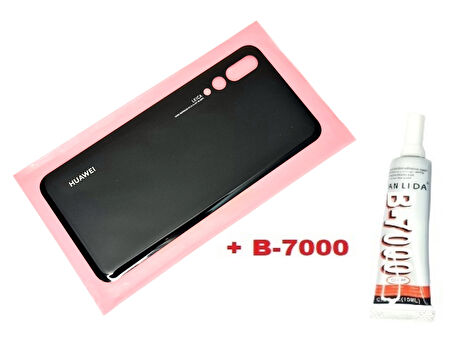 Tkgz Huawei Uyumlu P20 PRO Arka Pil Batarya Kapağı (CAM+B-7000) SİYAH