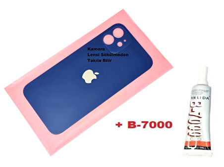 iPhone 12 Arka Pil Batarya Kapağı (CAM+B-7000) LACİVERT