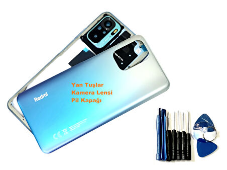 Xiaomi Redmi NOTE 10S (4G) KASA Arka Pil Batarya Kapağı (TAMİR SETİ) MAVİ