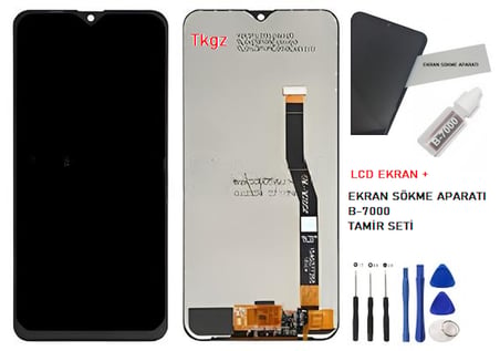 Tkgz - Samsung Galaxy M20 - SM-M205 Lcd Ekran Dokunmatik - A - Kalite + B-7000 + TAMİR SETİ