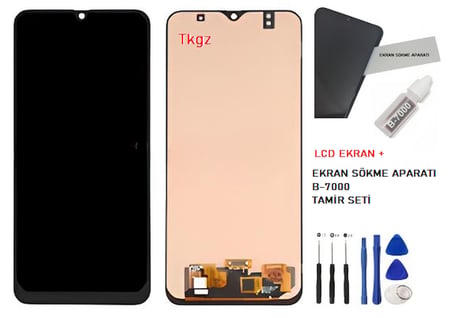 Tkgz - Samsung Galaxy M21 - SM-M215 Lcd Ekran Dokunmatik - A - Kalite + B-7000 + TAMİR SETİ