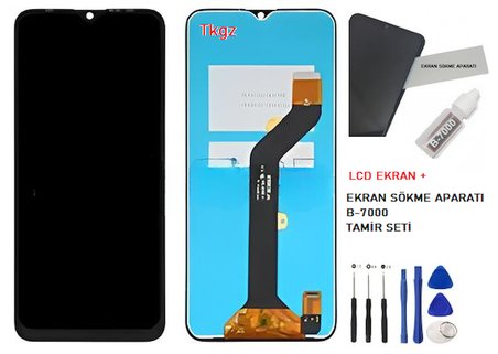 Tkgz - Tecno Spark 7T Lcd Ekran Dokunmatik -A- Kalite + B-7000 + TAMİR SETİ