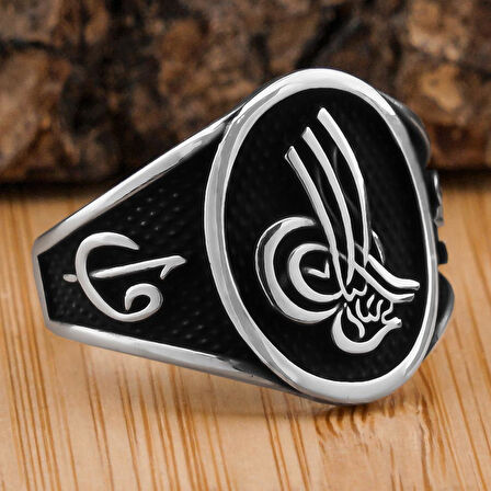 Osmanlı Tuğralı Elif Vav Motifli 925 Ayar Gümüş Yüzük