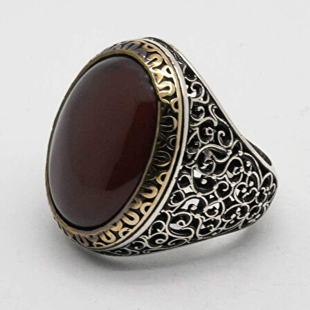 Oval Akik Taşlı 925 Ayar Gümüş Erkek Yüzük