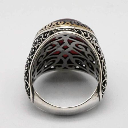 Oval Akik Taşlı 925 Ayar Gümüş Erkek Yüzük