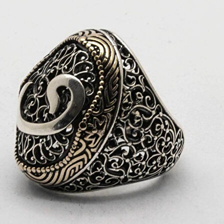 925 Ayar Gümüş Osmanlı Motifli Vav Yüzük
