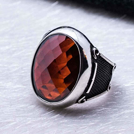 925 Ayar Gümüş Kırmızı Zirkon  Taşlı Yüzük