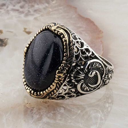 925 Ayar Gümüş Yıldız Taşlı Vav Detaylı Yüzük