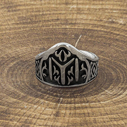 925 Ayar Gümüş Kayı Boyu Desenli Yüzük