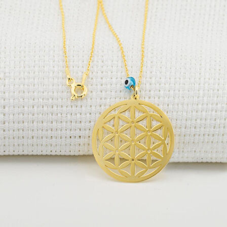 Yaşam Çiçeği Nazarlı Kadın Gümüş Kolye