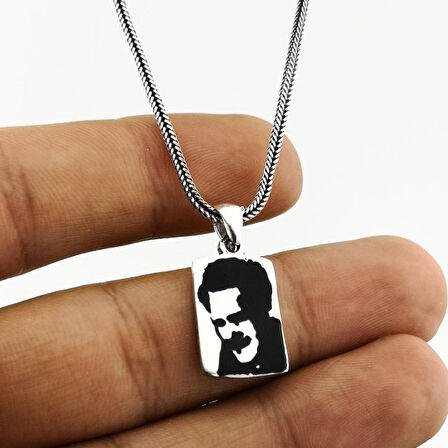 Nazım Hikmet Ran Siületli 925 Ayar Gümüş Kolye Ucu