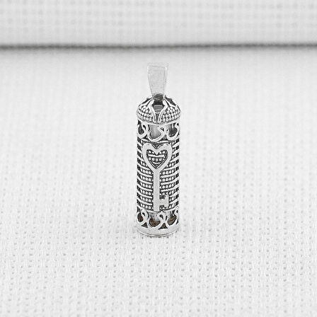 Cevşeni Kebir Dua Yazılı Kalp ve Vav Detaylı 925 Ayar Gümüş Cevşen Kolye Ucu