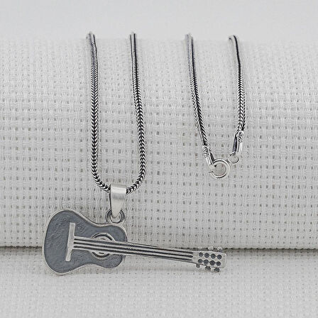Gitar Tasarımlı 925 Ayar Gümüş Kolye