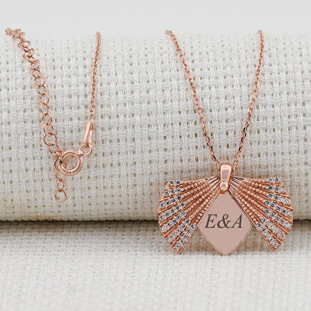 İstiridye Kabuğu Tasarımlı İsim Yazılabilir 925 Ayar Gümüş Kadın Kolye 