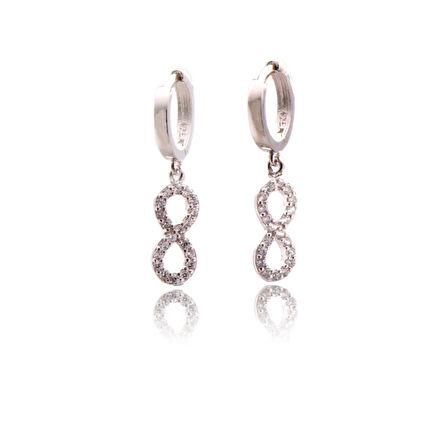 Zirkon Taşlı Sonsuzluk Gümüş Küpe